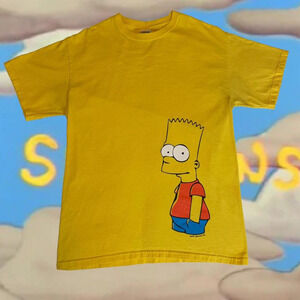 The Simpsons Bart Chilling Crewneck Bart Short Sleeve Yellow T-Shirt Medium